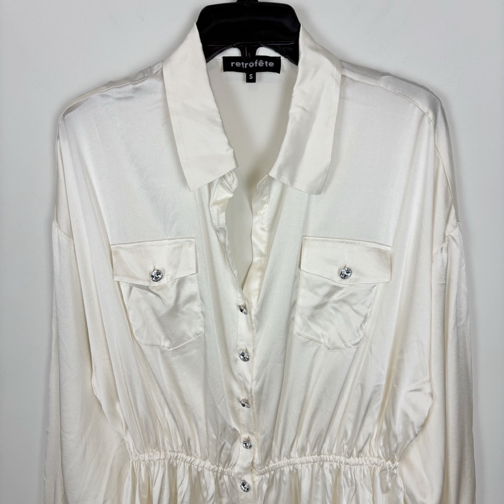 RETROFETE Olive Mini Dress in White Size S - Picture 3 of 14